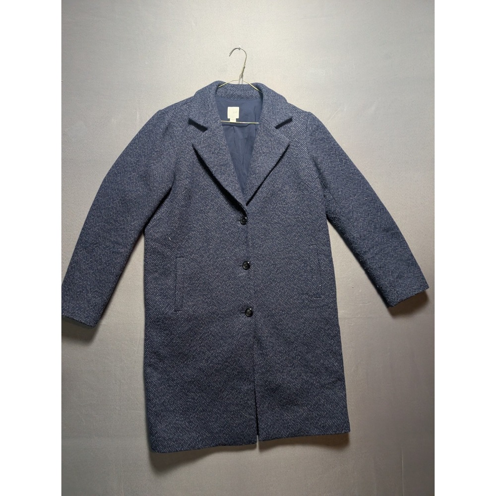 J. Jill Trench Coat Women's XS Gray Lined Tweed Wool Blend Notch Lapel Business